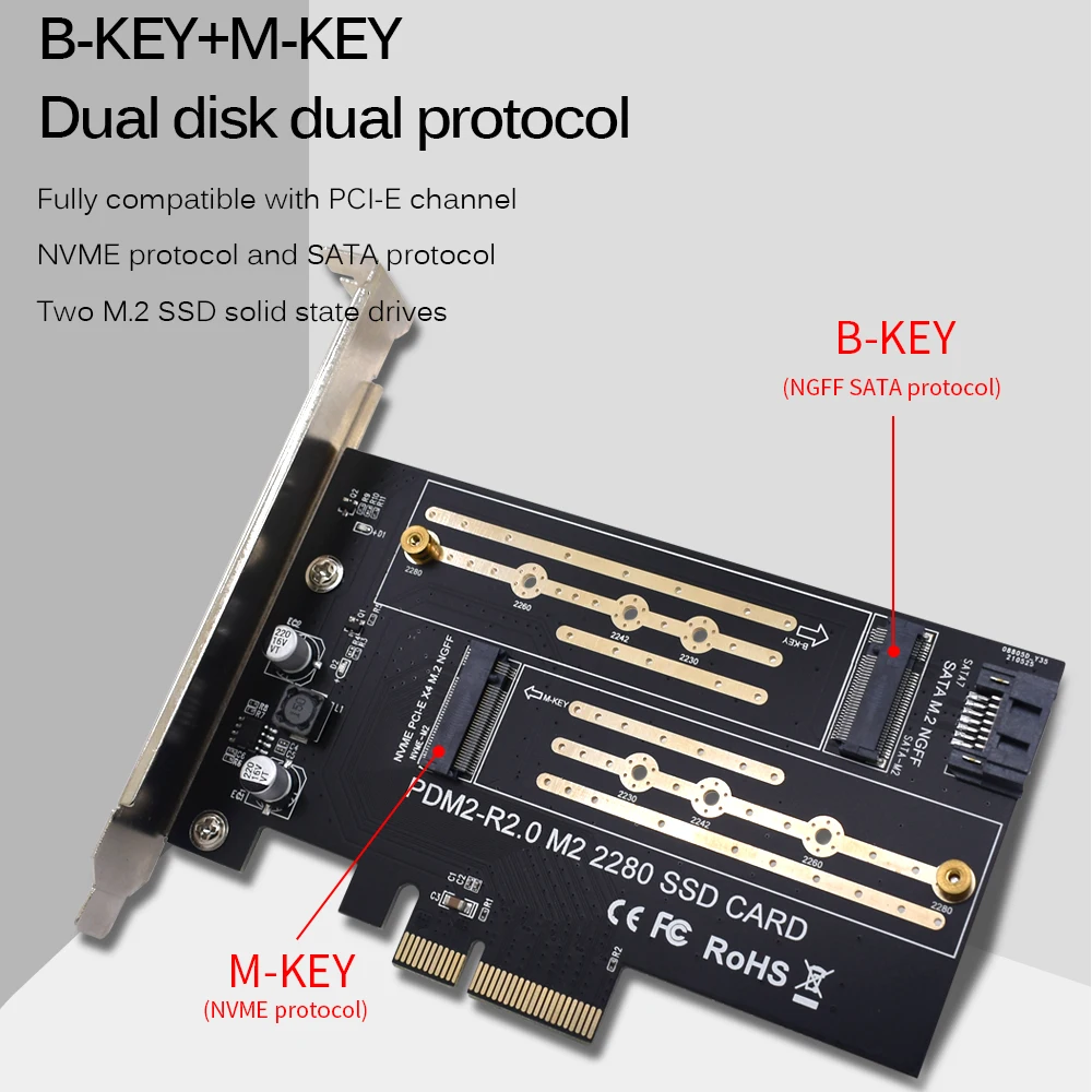 TISHRIC PCIE M2 NVME Adapter PCIE To M.2 SSD NVME TO PCI-E 4X Expansion Card M.2 NVME SSD PCIE Controller PCI Express X4 X8 X16