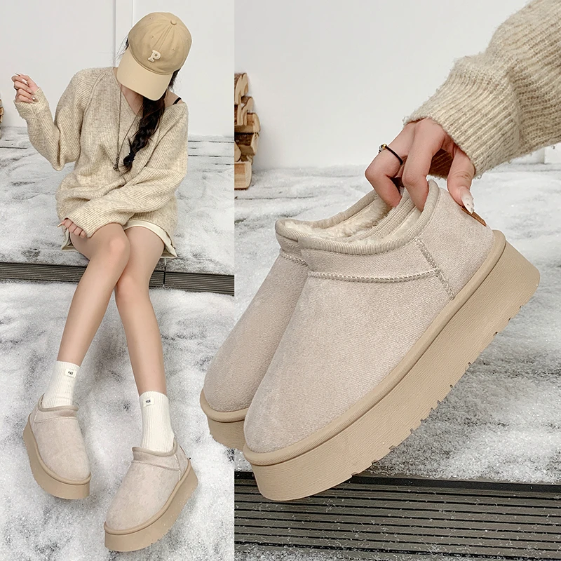 2025 Memory Foam Ankle Boot Trending Shoes For Women Waterproof Women Snow Boots Female Snow Boots Suede Winter Warm Boots 263