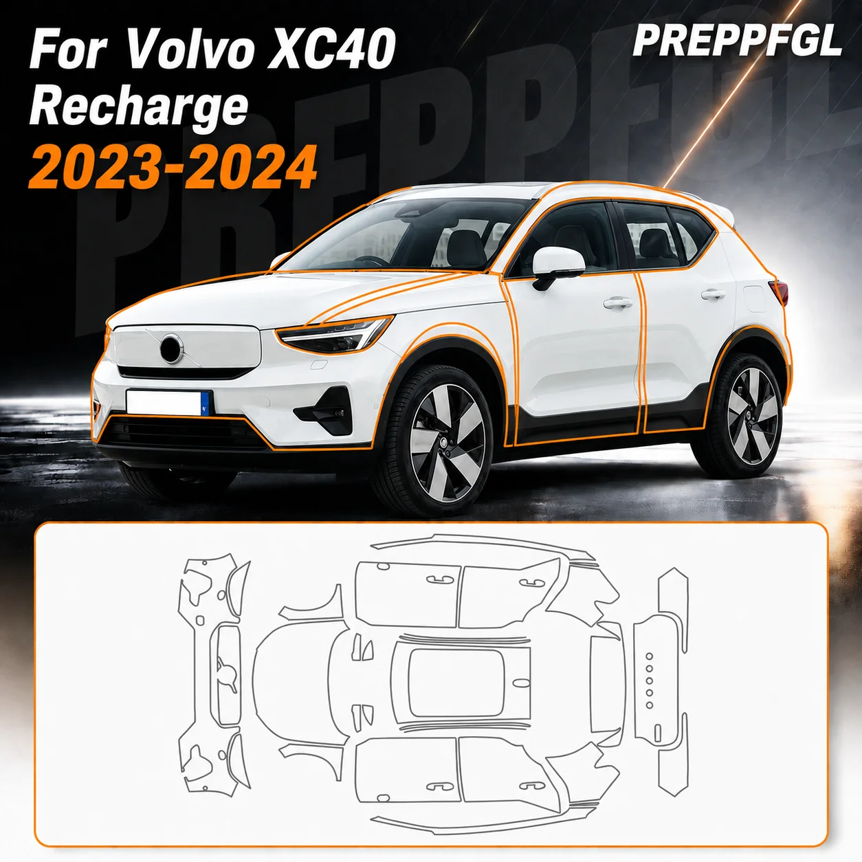 For Volvo XC40 Recharge 2023-2024 9Mil TPU Pre-cut PPF Paint Protective Film Custom Anti Scratch Self-Healing Transparent