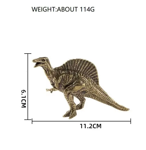 Brass Spinosaurus Dinosaur Figurine Small Animal Statue Office Decoration Toy