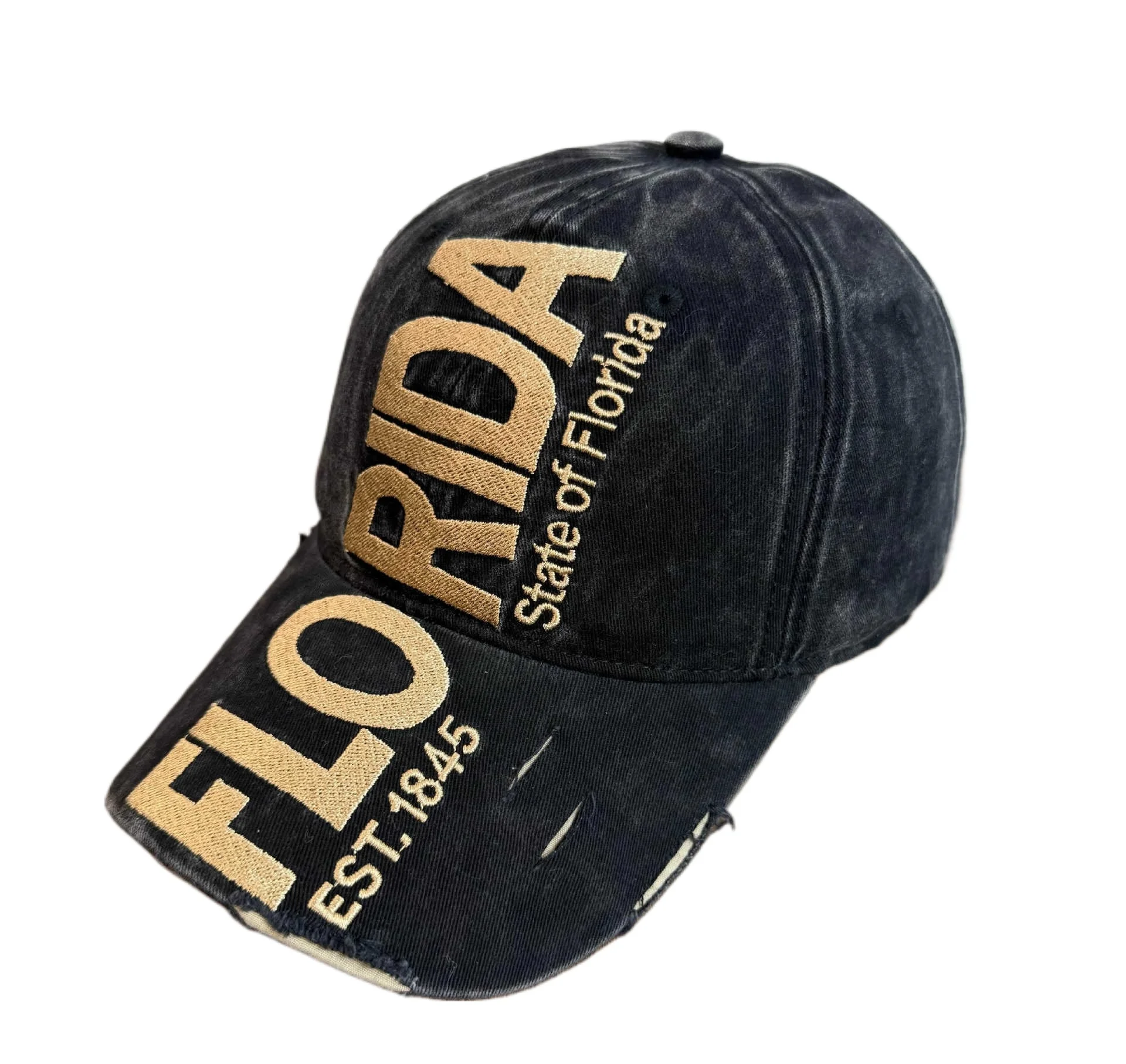 Neue dreidimensionale und stilvolle amerikanische Retro-Street-Baseballkappe mit Lochverzierung und FLORIDA-Stickerei