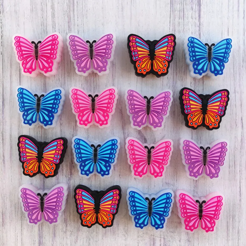 20/50 Uds. Cuentas de silicona, cuentas de enfoque de mariposa, cuentas de silicona de calidad alimentaria para mordedor de bebé, cadena de chupete DIY, accesorios de joyería