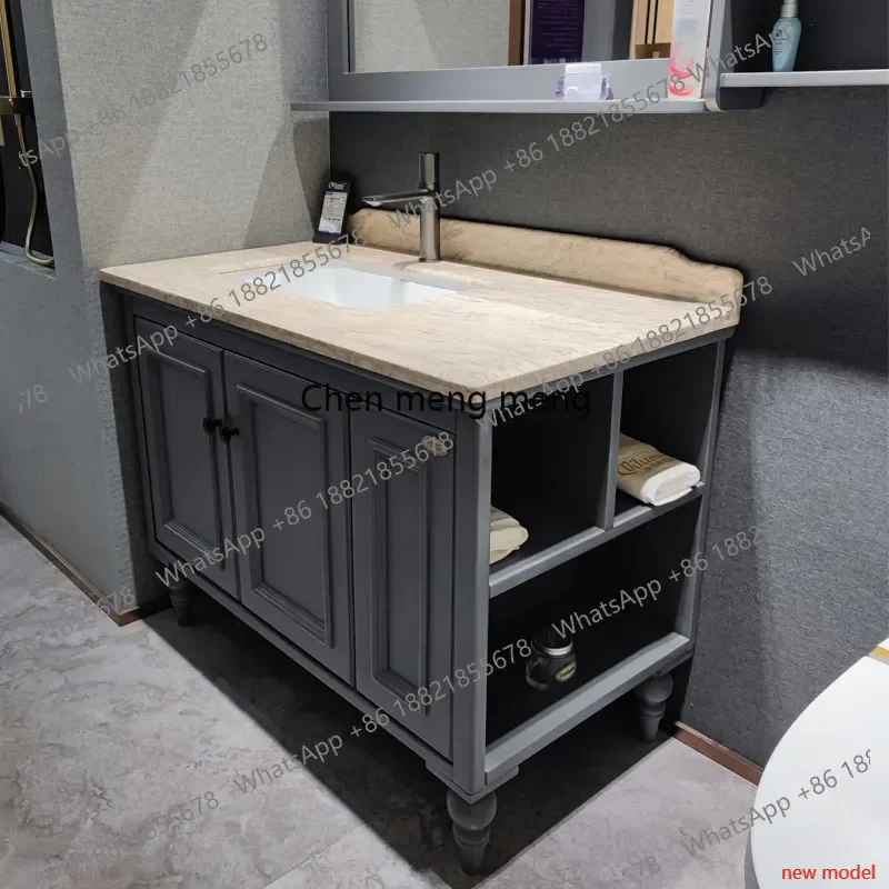 N138Bathroom merican oak bathroom cabinet floor-to-ceiling, hand wash basin cabinet combination bathroom solid wood washstand