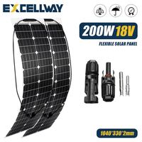 EXCELLWAY 18V 200W 400W 800W Flexible Solar Panel Sets Solar Board Waterproof Solar Cells For Oudoor RV Car Solar Generator