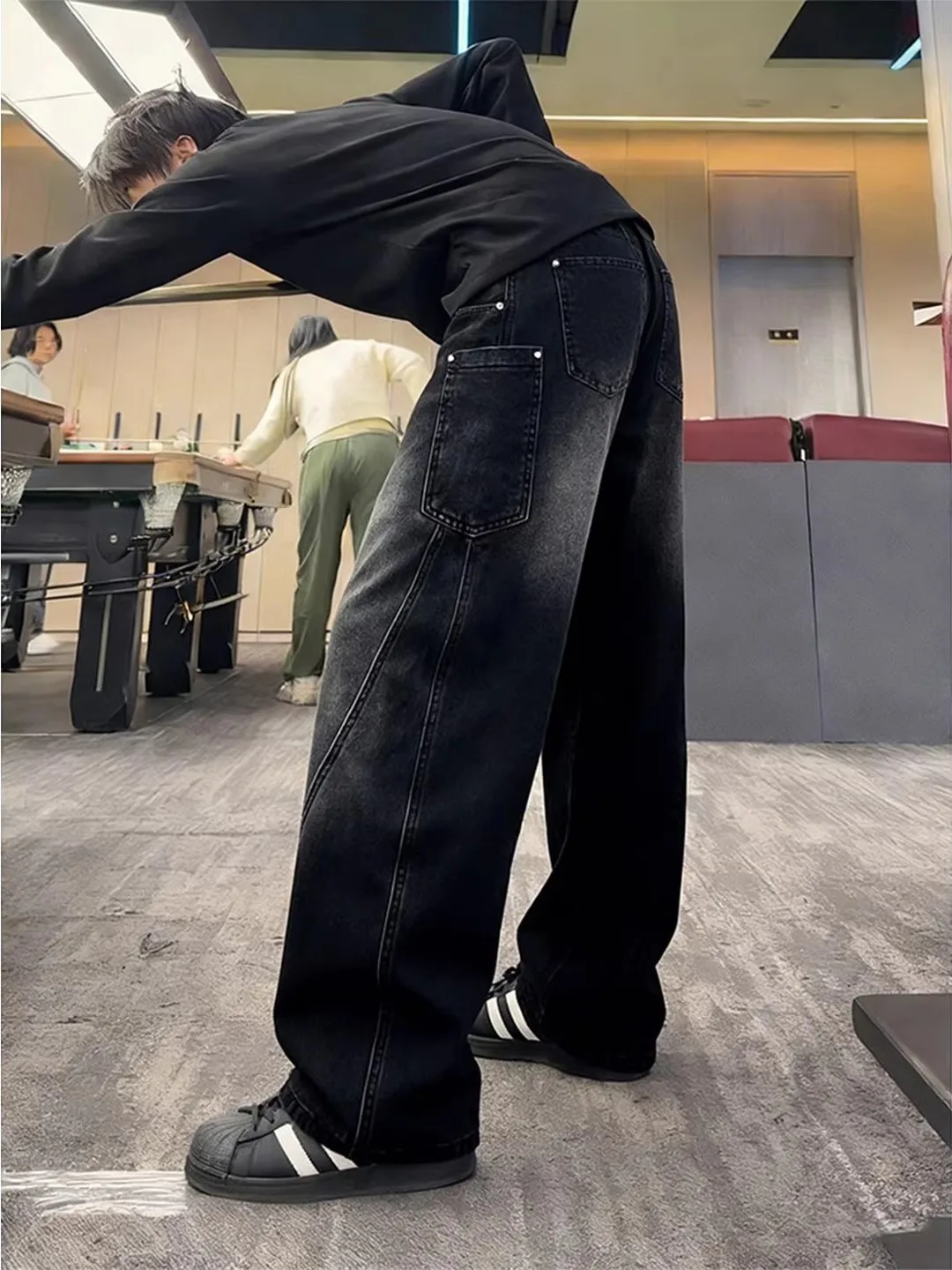 

Американские джинсы High Street Knife для мужчин, весенние, прямые, рабочие брюки, расклешенные длинные штаны Haome