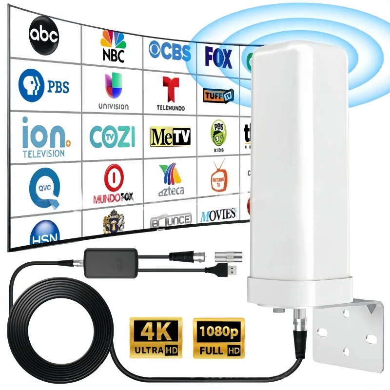 Outdoor Digital TV Antenna 35dBi Remote Signal Amplifier 4K 1080P Free HDTV Channel ATSC DVB-T DMB-T ISDB-T