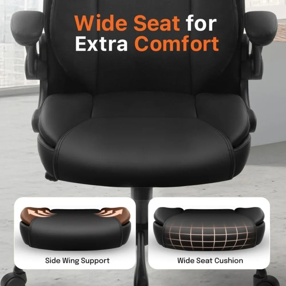 Ergonomic Office Desk Gaming Computer Chair Executive High Back Support Flip-up Arms Adjustable Height Swivel Rolling Wheels