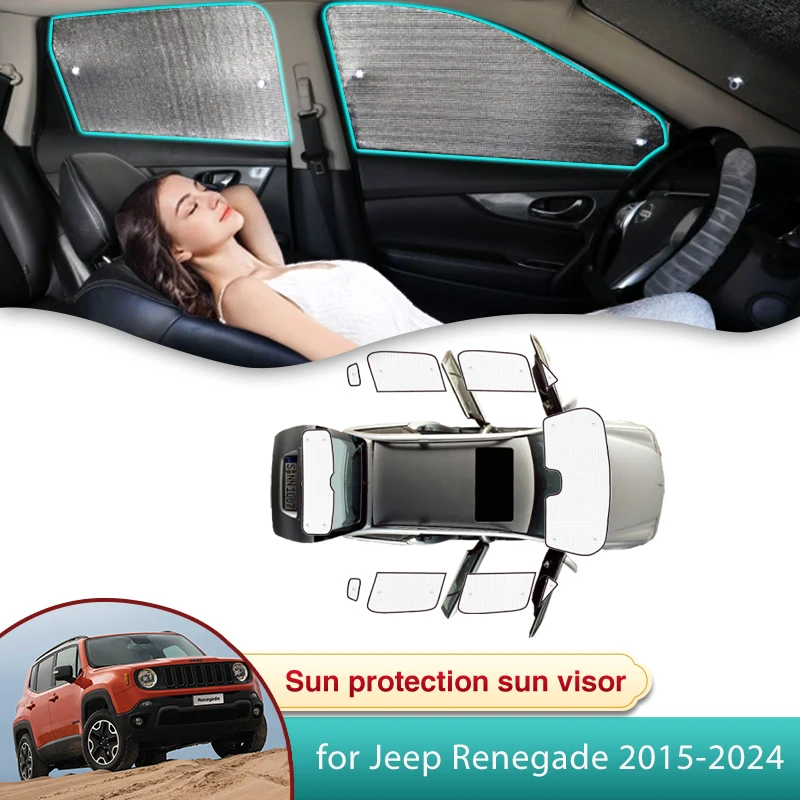 Full Car Sun Shade for Jeep Renegade 2015 2016 2017 2018 2019 2020 2021 2022 2023 2024 Accessories Sunshade Windshield  Anti-UV