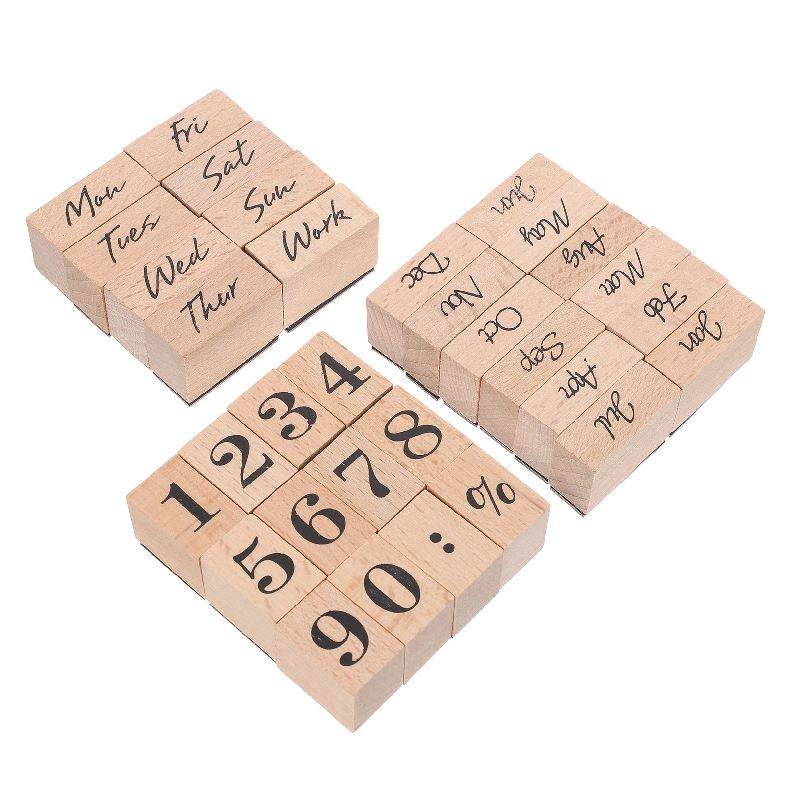 

32Pcs Wooden Stamp Set Months Weeks Numbers Crafts Decorative Stamps for Scrapbooking DIY Greeting Cards Stationery Supplies