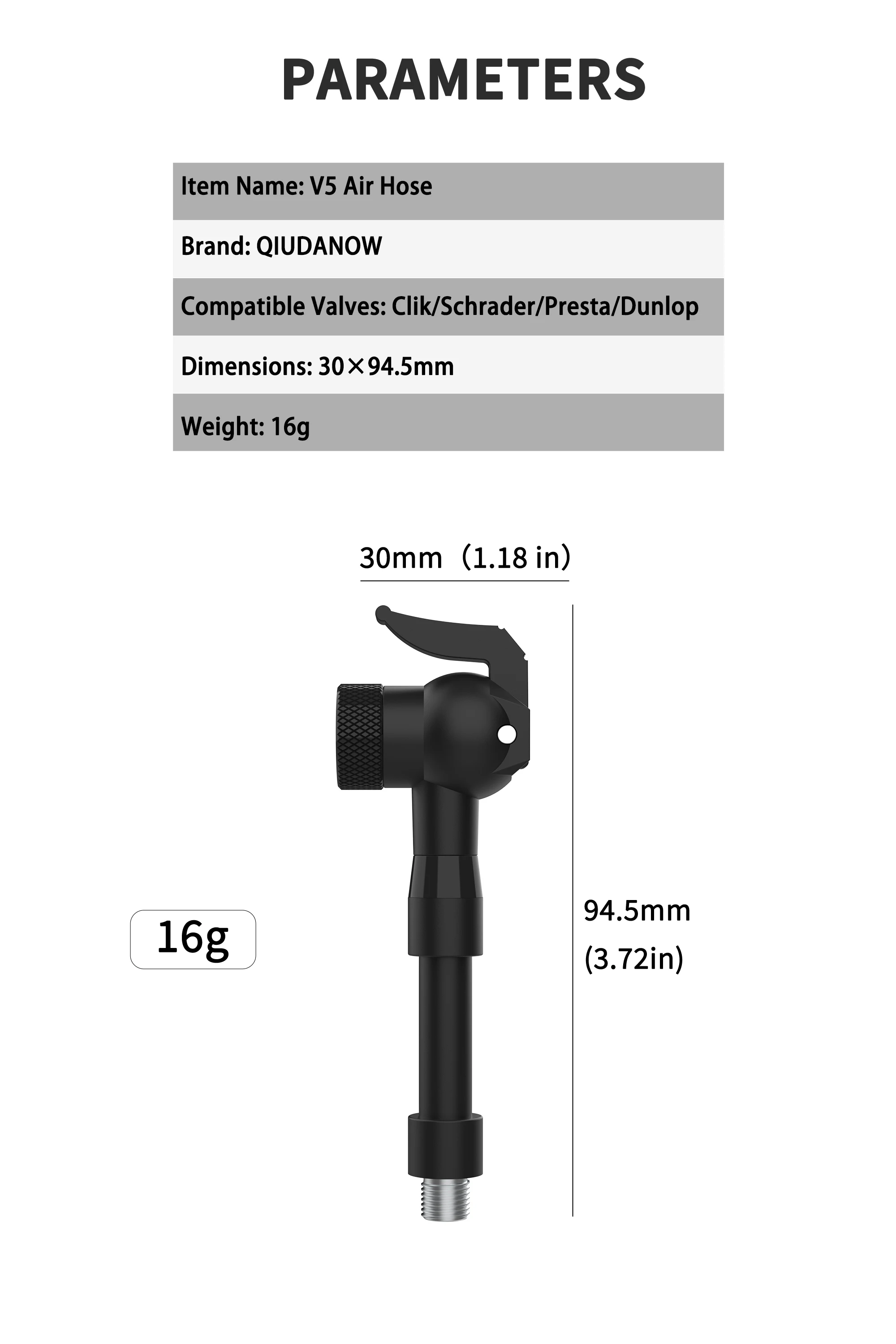 Universeller Fahrradpumpen-Düsenadapter 4-in-1 Universelle Ventilkompatibilität Clik/Schrader/Presta/Dunlop Ventil-Konverter für Luftpumpe – Detail 4