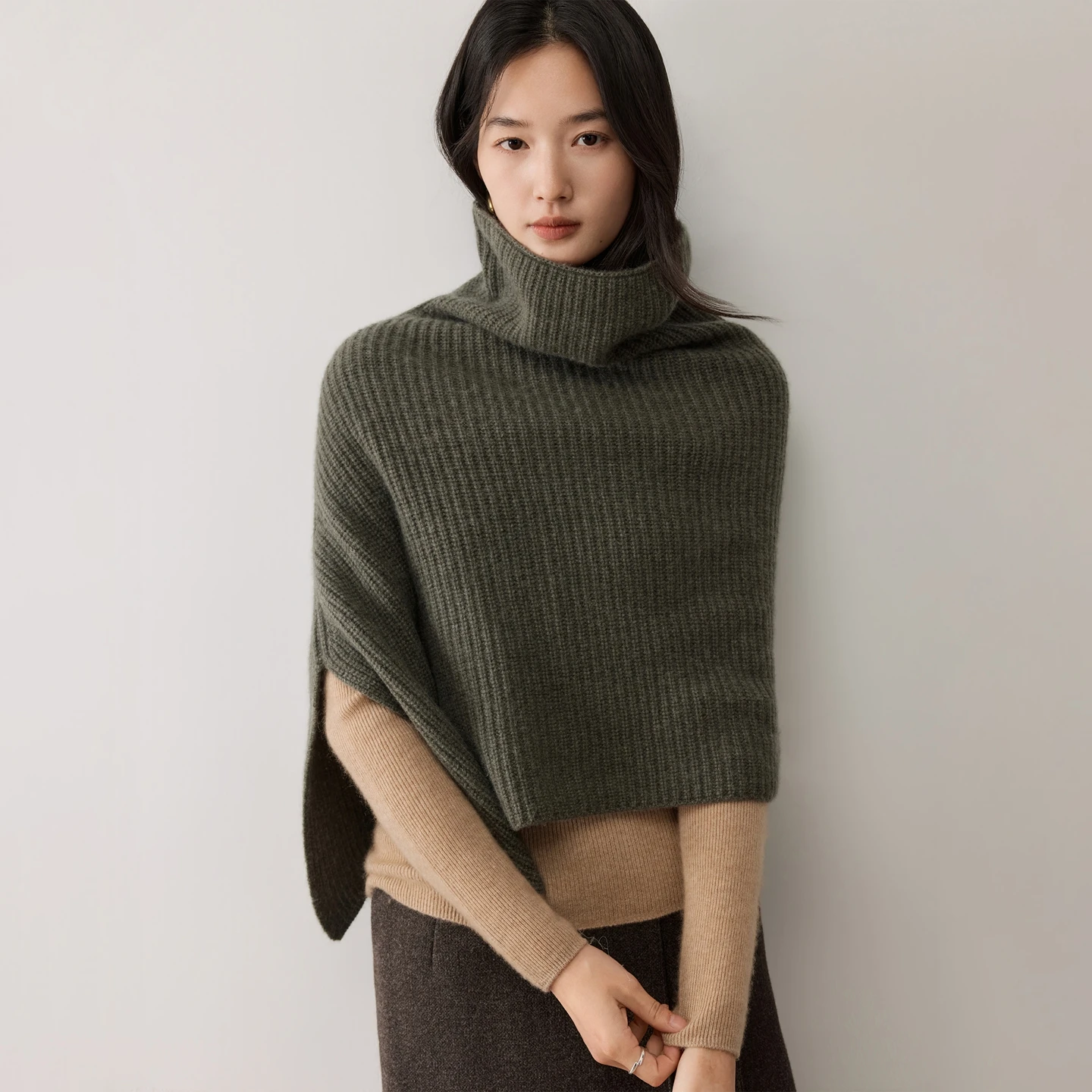 BELIARST Women's 100% Cashmere High Neck Pullover Knitted Shawl Sweater Warm Thick Autumn Winter Fashionable Versatile Scarf Top