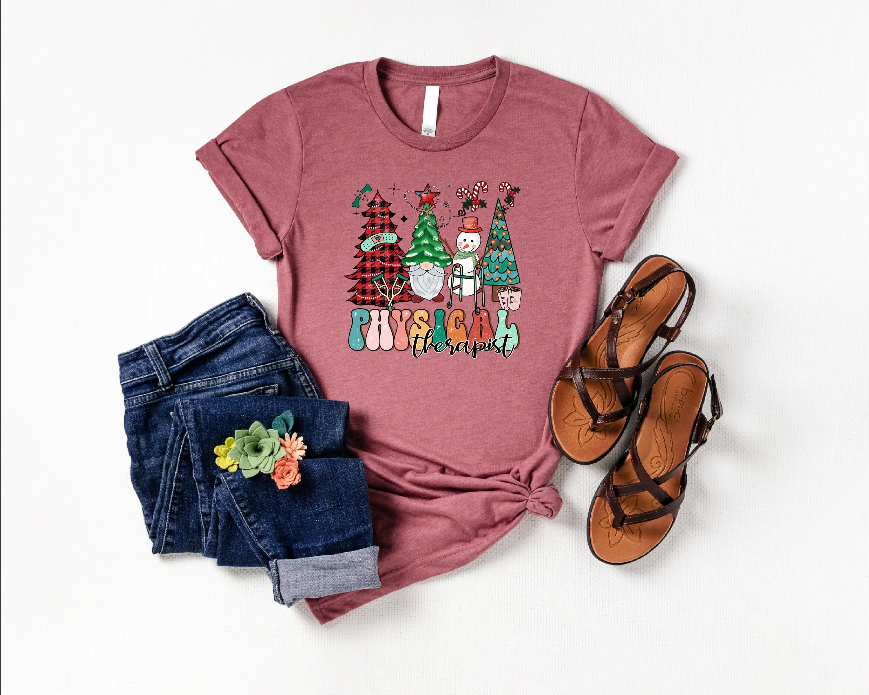 Physical Therapist Christmas T Shirt Therapy AssistanT For Physiotherapist Xmas Party Girl