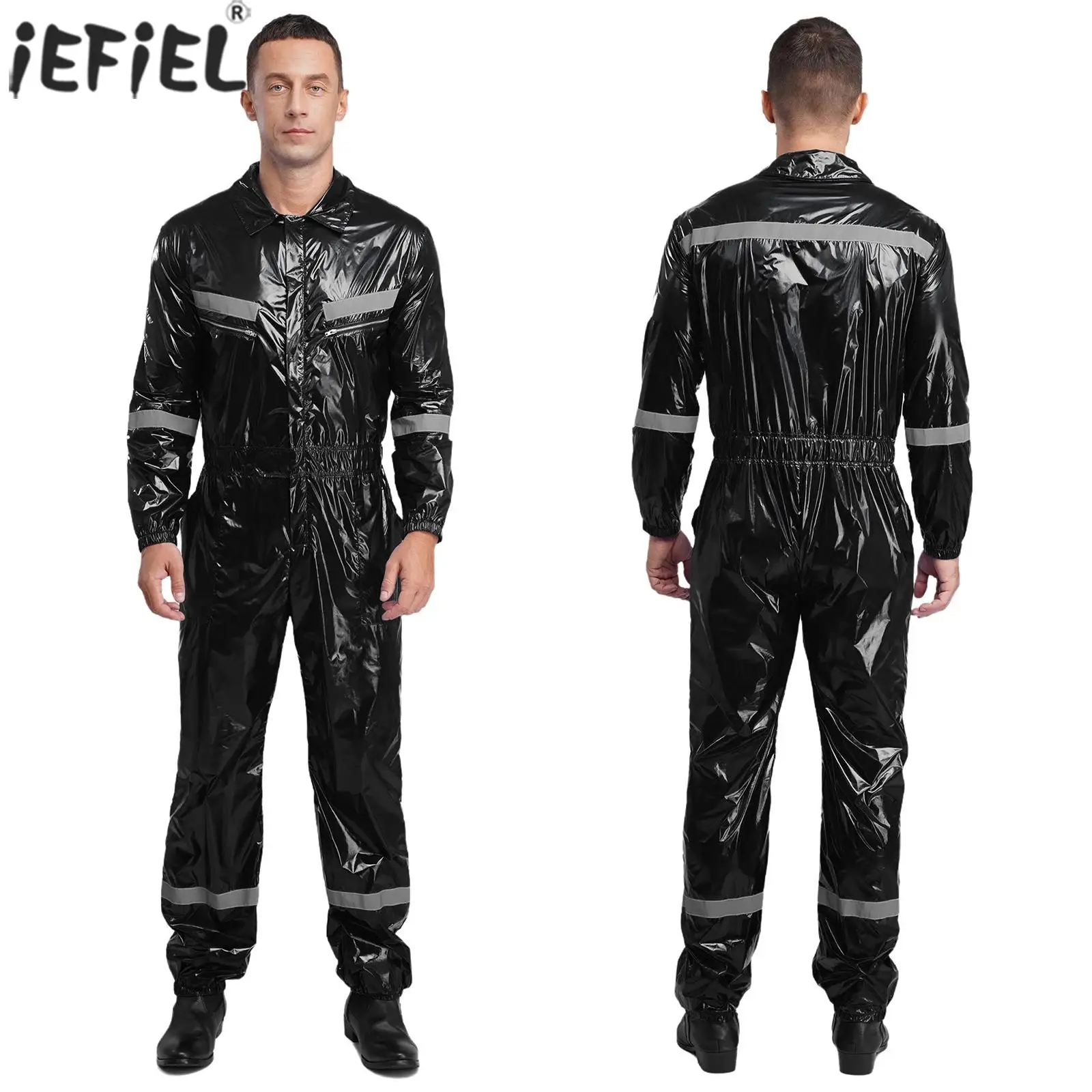 الرجال لامعة مقاوم للماء المضادة للغبار وزرة طويلة الأكمام مصنع العمل رش الطلاء ورشة عمل ملابس السلامة السروال القصير