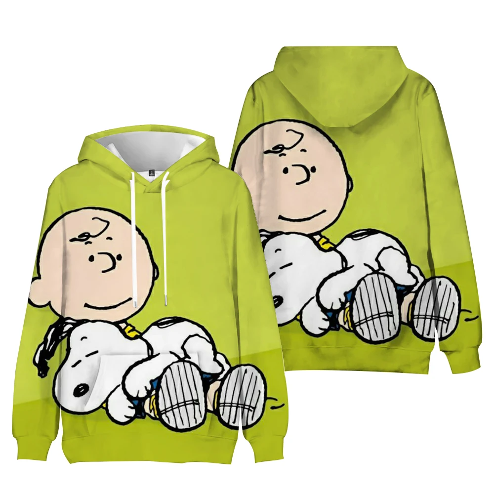 Snoopy Kawaii Cartoon Print Hoodie for Women Soft Casual Loose Sportwear Female Sweatshirt Warm Fleece Ladies Clothes 2024