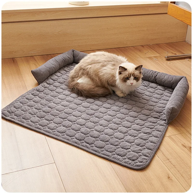 

Thicken Flannel Dog Sofa Cover Plaid Bed Pet Blanket Mat for Large Dog Pad with Neck Pillow Anti-cat Scratch Nest for Travel