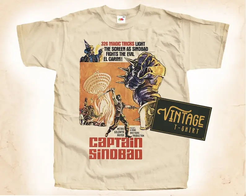 

Captain Sinbad T shirt Tee Natural Vintage Cotton Movie Poster All Sizes