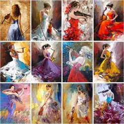 CHENISTORY dipingi con i numeri violino donna artigianato fai da te pittura digitale per numero Wall Art Canvas vernice acrilica Home Decor Picture