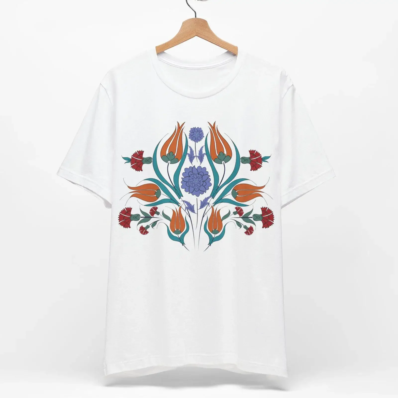 Ottomans Floral Tulip T shirt Anatolian Iznik Tile Folk Art Traditional Asian Mosaic Sultan Motif vintage Washed graphic Unisex