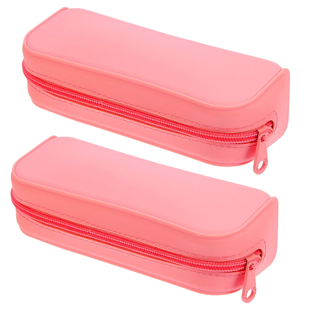 Astuccio per matite in silicone color caramello da 2 pezzi Astuccio per penne estetico carino per ragazze Astuccio per matite per materiale scolastico di grande capacità per il college