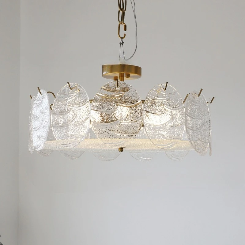 

Simple fish pattern glass ceiling light bedroom living room crystal glass light