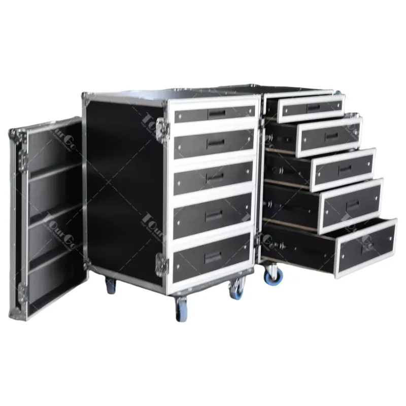 Customizable Aluminum 5-Drawer Large Space Flight Case With Wheels Multi-Functional Storage Transportation Rack Case