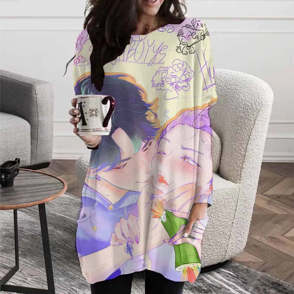 

KPop Devil Hunter Clothing Long Sleeve T-shirt Women's Huntrix Pocket T-shirt Spring and Autumn Fashion Street