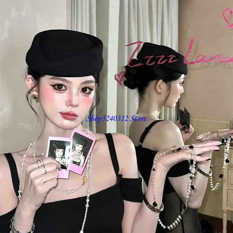 634C Retros قبعة بيريه أنيقة مع تيجان مسطحة ومتانة أغطية رأس عصرية للملابس غير الرسمية أو ملابس السهرة