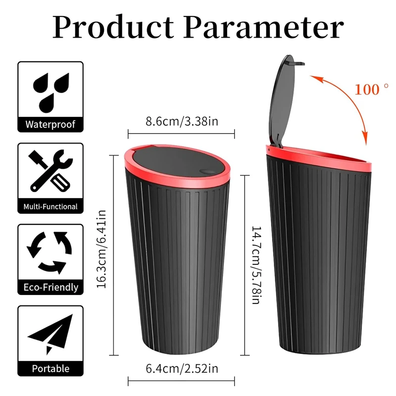 Car Trash Bin Can Mini Auto Dust Organizer Car Interior Rubbish Bag Garbage Container Storage Box Bucket Auto Accessor view 6