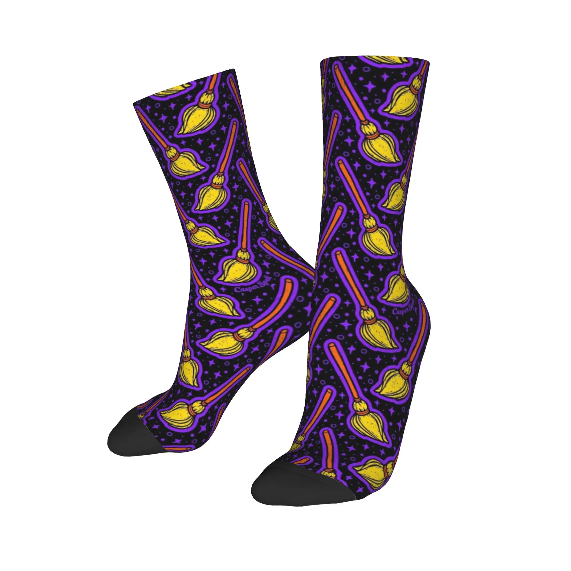 Men's Socks Abstract Wavy Purple Line Texture  Stockings Non Slip Breathable Socks Autumn Funny Printed Running Sports Socks
