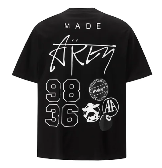 2025 موضة 100% القطن الرجال والنساء للجنسين تي شيرت صنع رسالة وأرقام نمط مطبوعة عادية تي شيرتات قصيرة الاكمام