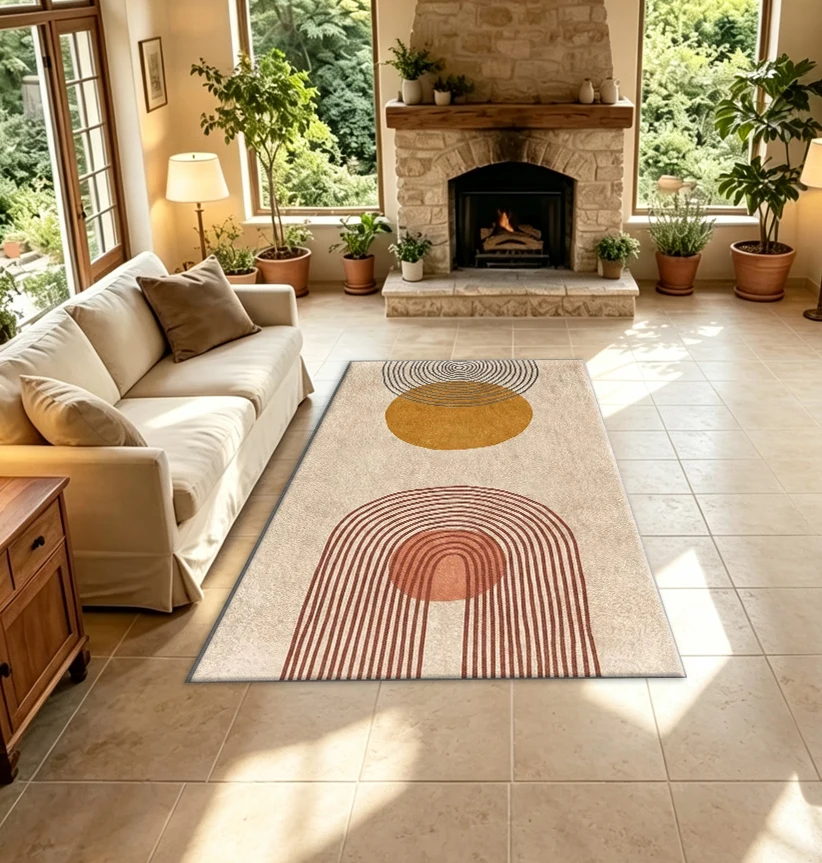 Printed Rug Abstract - Tappeto Geometrico Astratto Boho con Motivo
