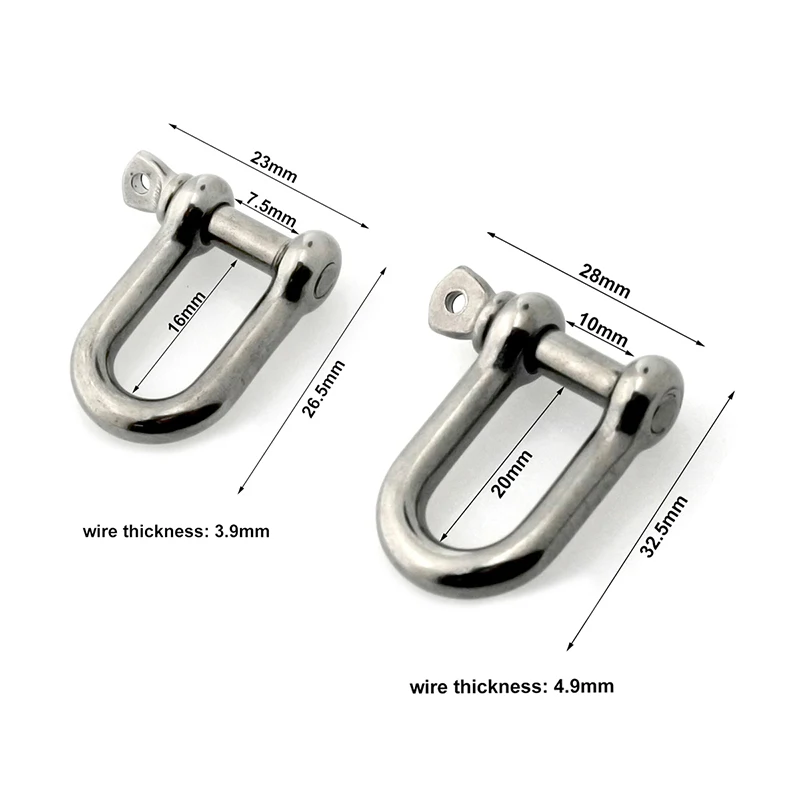 1pcs Stainless Steel D-ring Shackle Buckle Keychain Ring Hook Screw Pin Joint Connecter Bag Strap Clasp Leathercraft Parts