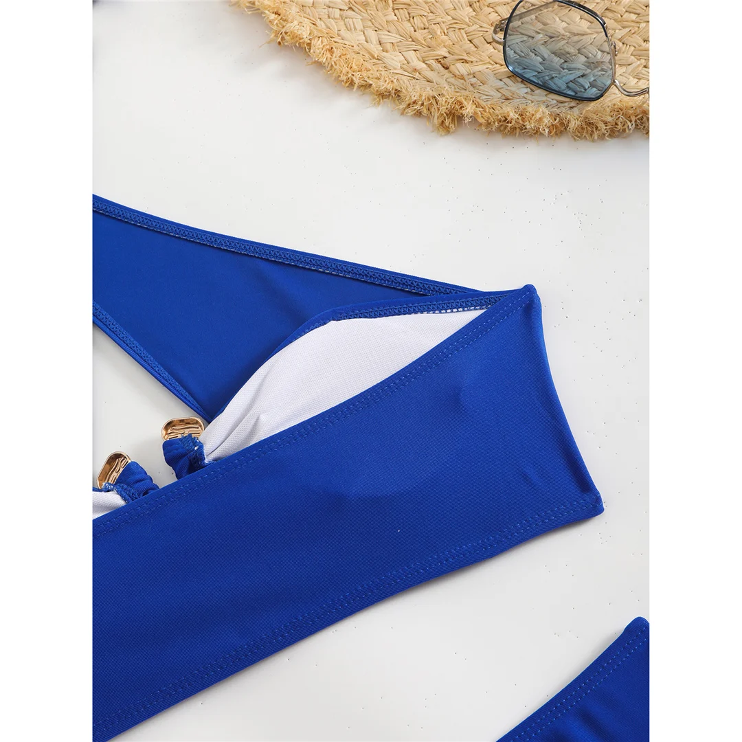 Neuer Neckholder-Bikini mit Cut-Outs und hoher Taille, Damen-Badeanzug, zweiteiliges Bikini-Set, gepolsterter Badeanzug, Badebekleidung, Schwimmbekleidung V6256B – Detail 35