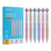Lekreo GP146AS 6 uds bolígrafo de Gel Multicolor 0,5mm 4 en 1 bolígrafos de colores para estudiantes bolígrafos de punta fina para planificador diario surtido
