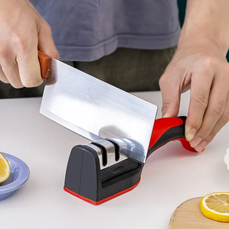 Kitchen 3-stage Knife Sharpener Household Multifunctional Handheld Three-Purpose Black Whetstone Sharpening Stone Professional