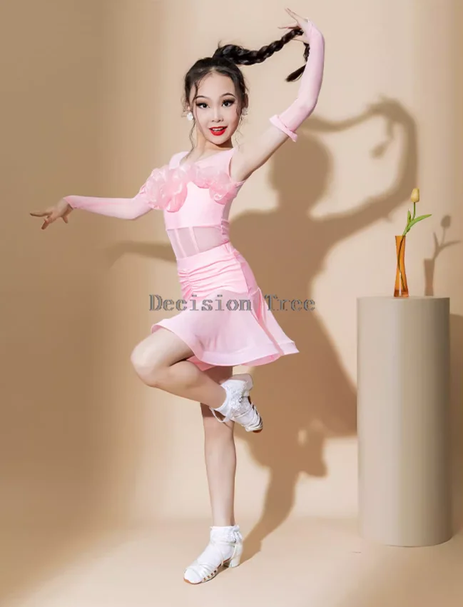 Pakaian Latihan Anak-anak Tari Latin Baru Musim Panas 2025 Pakaian Pertunjukan Tari Kasa Anak-anak Setelan Split Modis Manis