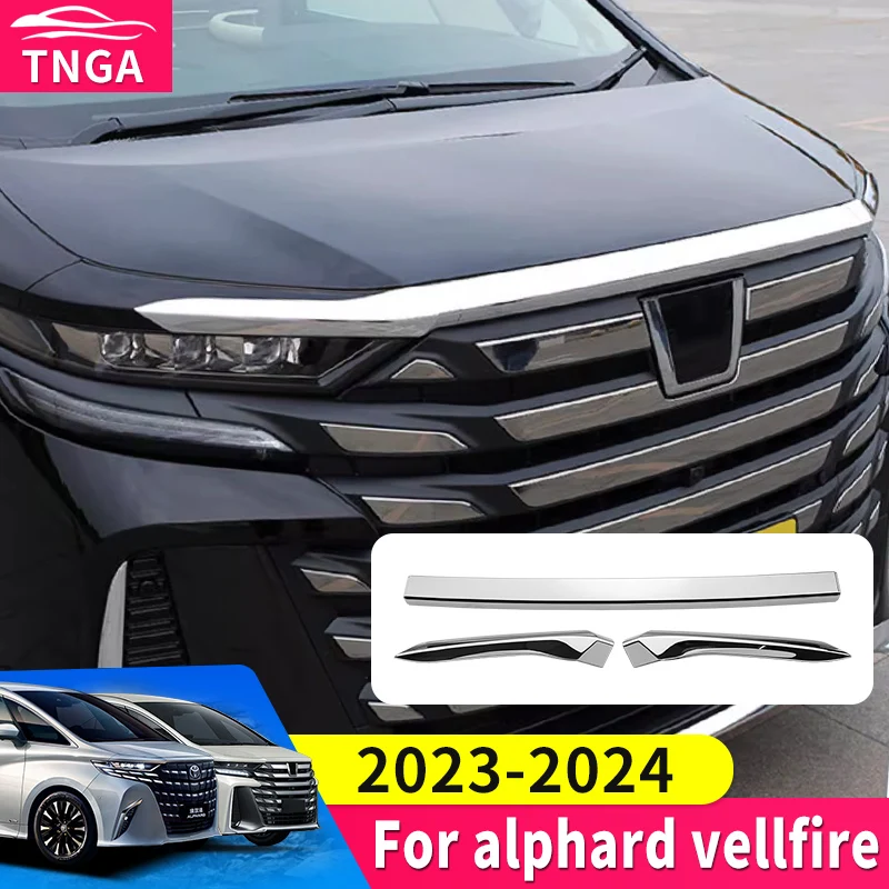 

For 2023 2024 Toyota Alphard Vellfire The hood of a car Chrome Decoration Strip 40 Series Exterior Upgraded Accessories body kit