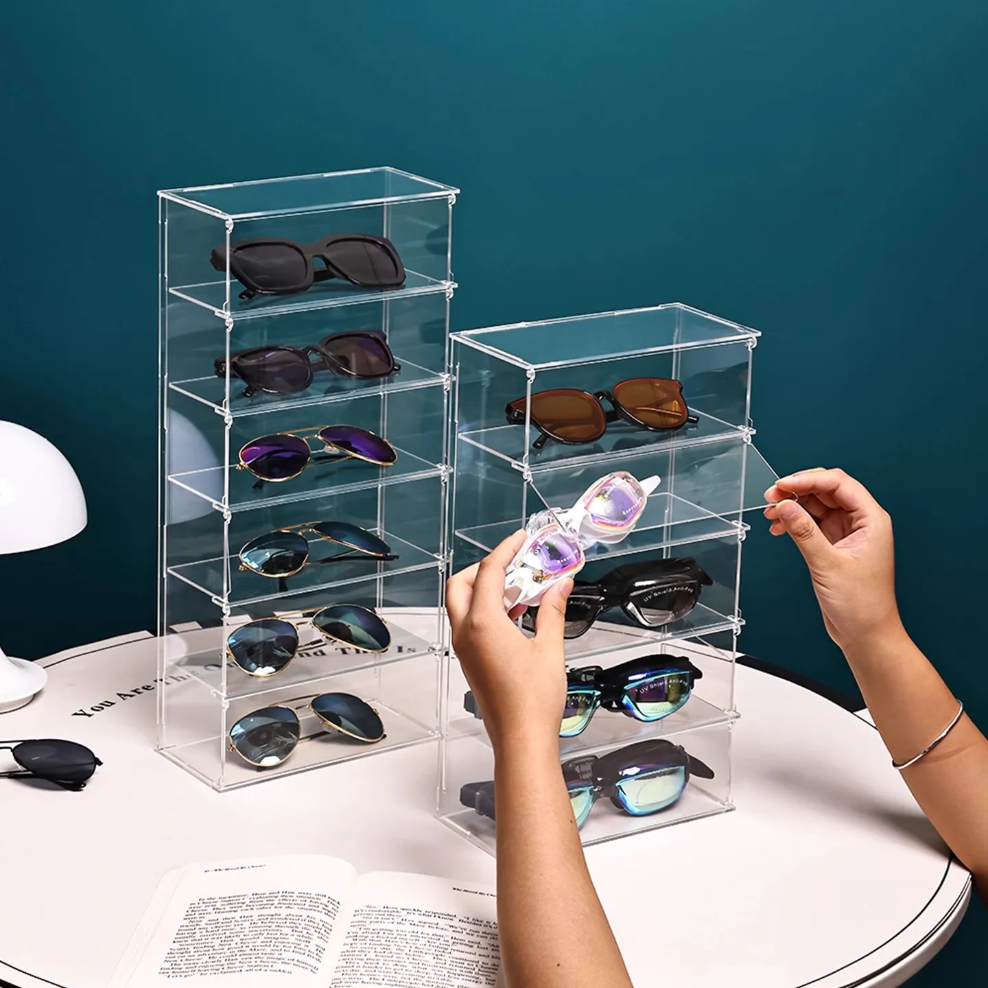 Sonnenbrillen-Organizer, Acryl-Brillenetui, transparenter Brillenhalter, Brillenvitrine für Damen und Herren