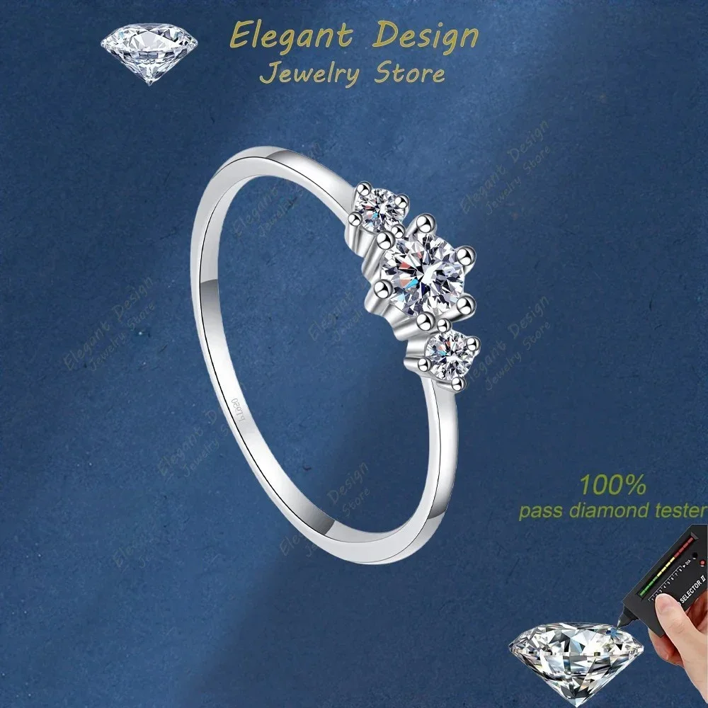 Elegant Store PT950 Platinum Women Thin Ring 0.26CT Moissanite Birthday Gift Rings Daughter Fine Jewelry Valentine's Day