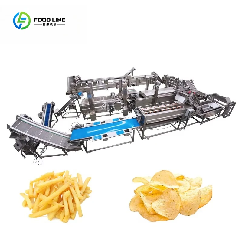 

Manufacturer 500kg/h Fully Automatic Potato Chips Making Machine Frozen French Fries Production Line