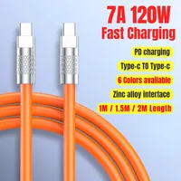 120W 7A Super Fast Charge PD Type C Liquid Silicone Cable 1M 1.5M 2M Usb Cable Usb C To C Charger Cable for Xiaomi Huawei