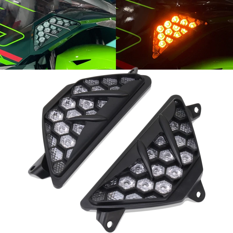 

Motorcycle Front Turn Signal Lamp LED Flasher Light Indicator Lamp Fit For KAWASAKI NINJA ZX-4R ZX-4RR ZX4R ZX4RR 2023-2024