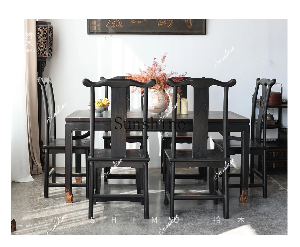 Solid wood Chinese antique square table rectangular hotel dining room Ming and Qing classical  FT