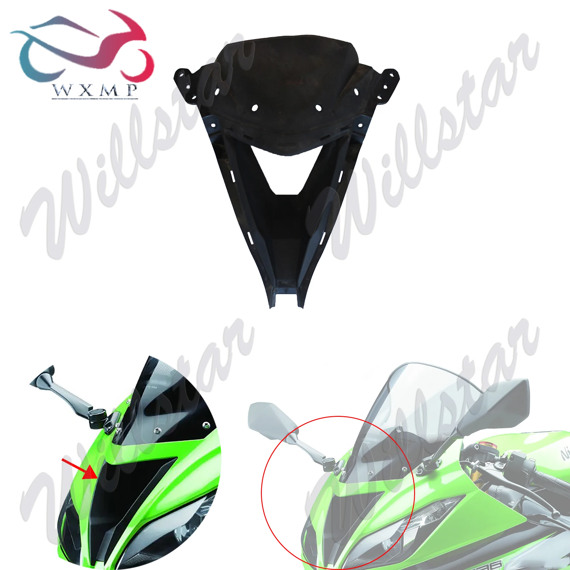 Front Upper Fairing Headlight mid Cowl Nose Panlel Fit For Kawasaki Ninja ZX600 ZX636 ZX6R ZX6RR 2013-2018 2014 2015 2016 2017