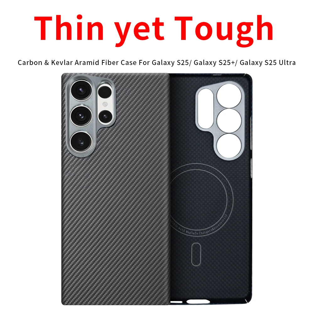 

Carbon fiber aramid magnetic case for samsung s25 ultra/samsung s25+/samsung s25 Kevlar thin Lightweight Cover balck Slim light