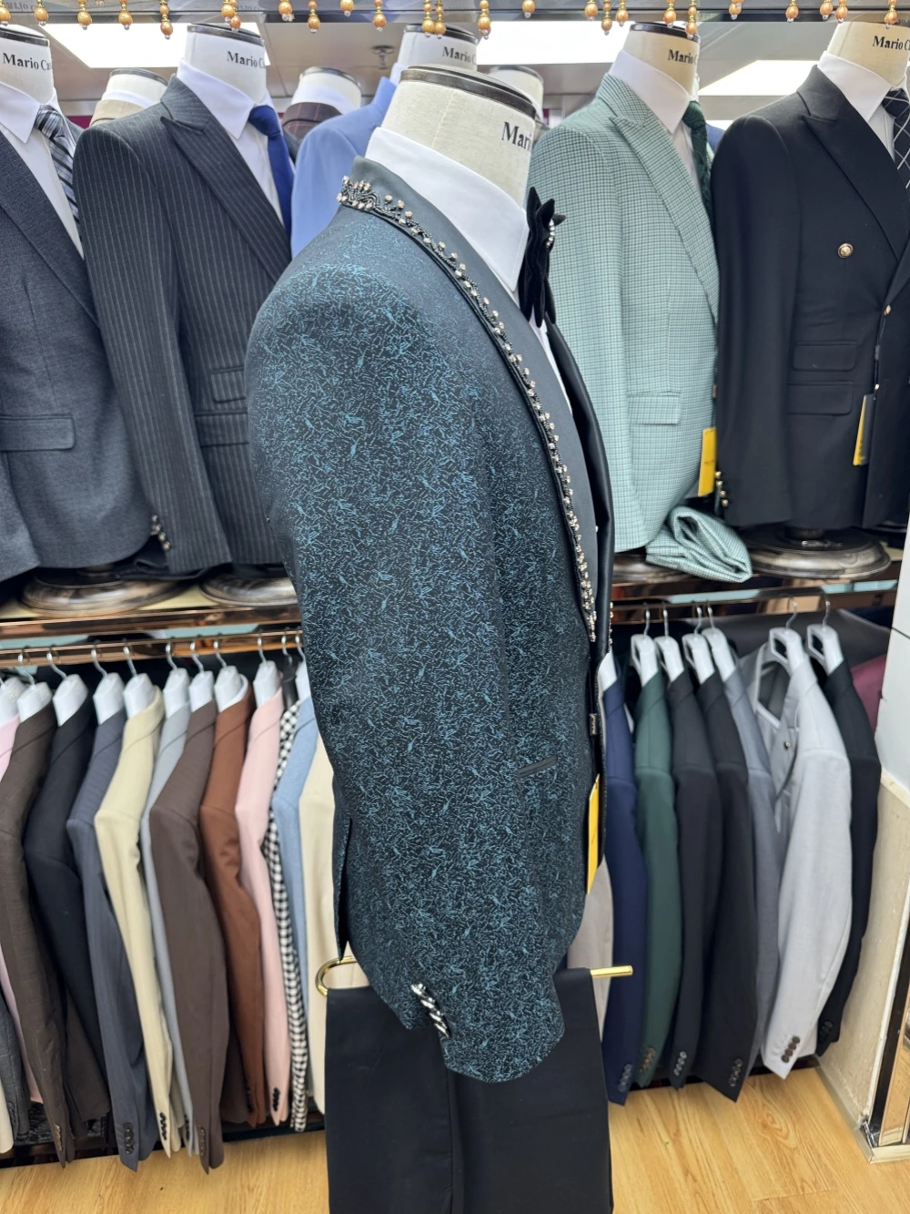 Txjojn New Jacquard Beaded Suit Set 3 Pieces For Men Prom Wear Customized Shawl Lapel Slim Fit Men's Suits Wedding Groom Outfit