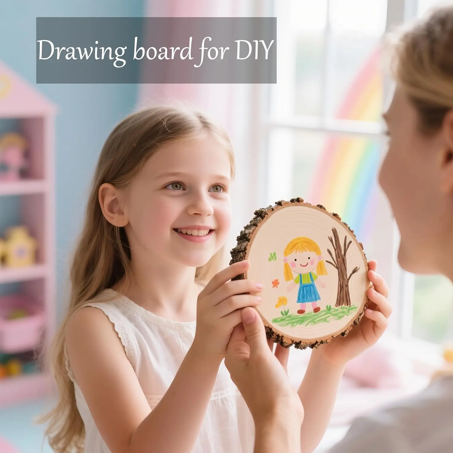 80 fatias de madeira natural de 3,2-4 polegadas com casca para artesanato DIY, pintura, enfeites de Natal