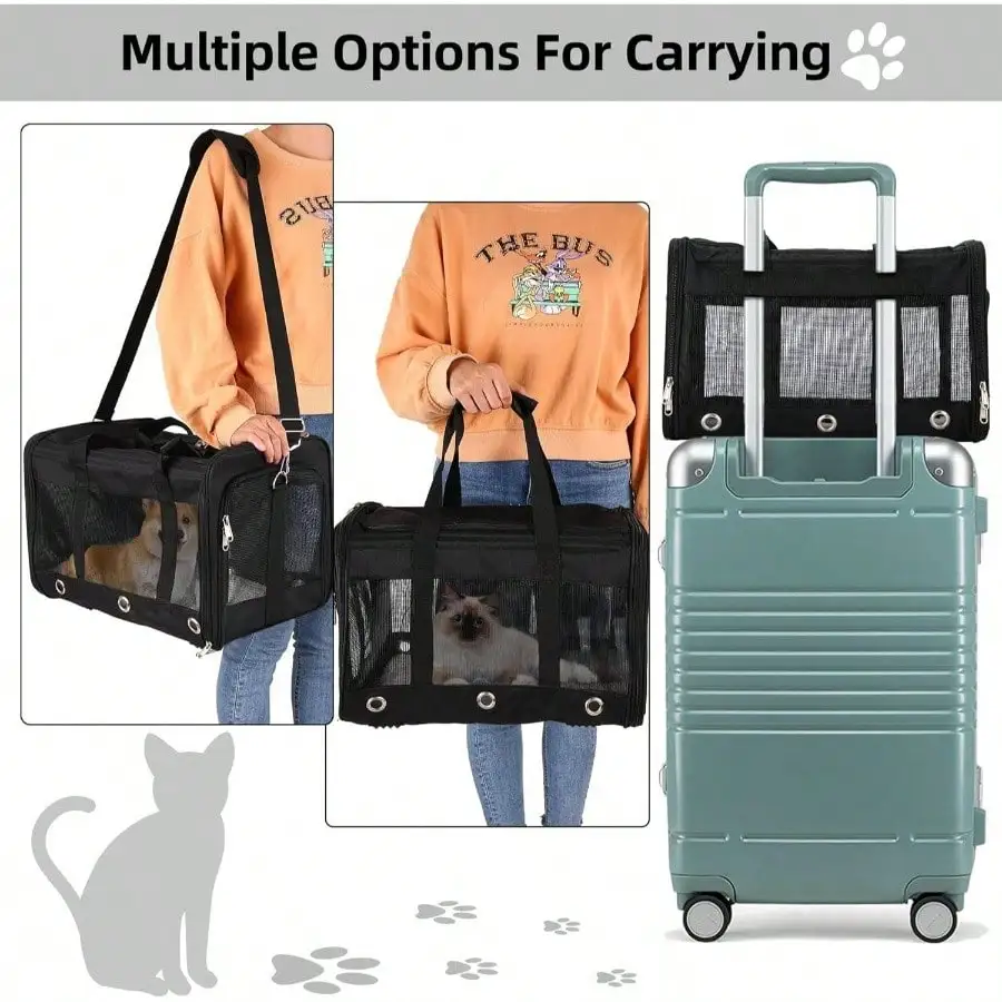 

Sided/Dog, Collapsible Pets Travel Carriers Pet/Puppy With Shoulder Strap Removable, Mesh Top Load Small Dogs/Cats Carry Ba