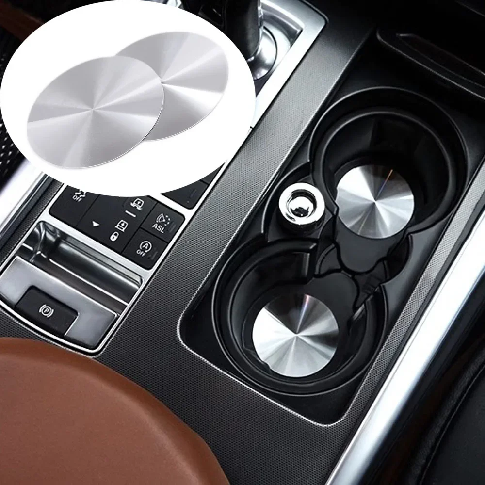 Lot de 2 autocollants décoratifs universels en métal pour porte-gobelet de voiture 58MM pour Land Rover Range Rover Sport Vogue Discovery 4 5