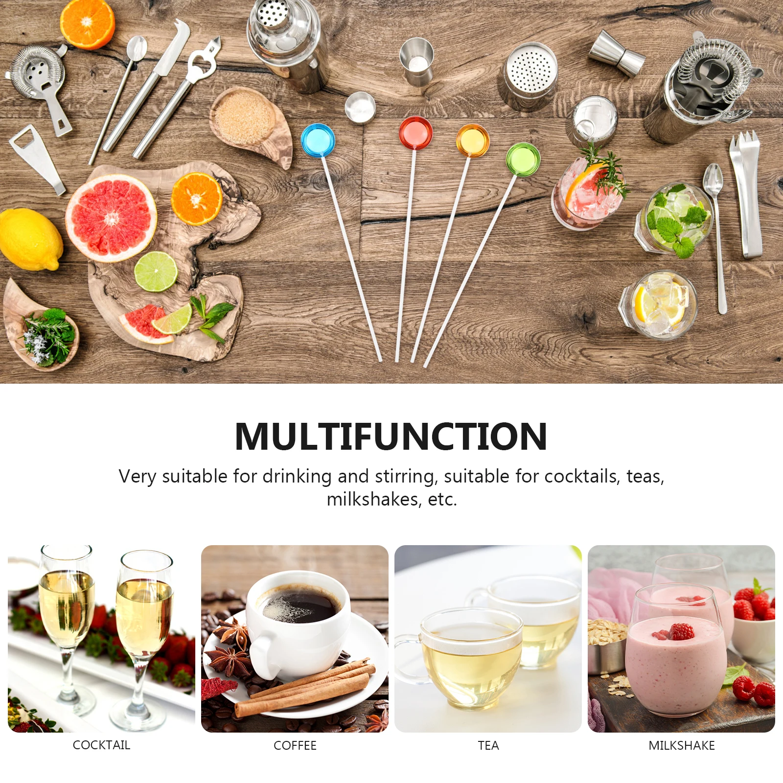 

4 Pcs Stirring Rod Stainless Steel Acrylic Beverage Mixing Stick Cocktail Mixing Stick Cocktail Tools For Home Bar Parties